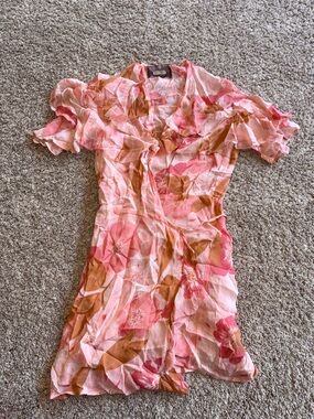 Reformation Juliana mini wrap dress in pink floral size small